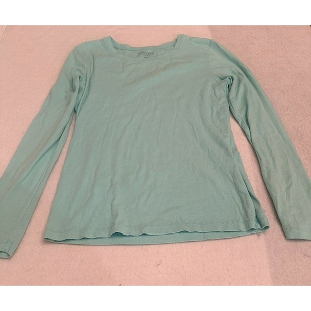 Faded Glory Stretch Long Sleeve Top Womens Mint Green Size S Cotton Spandex